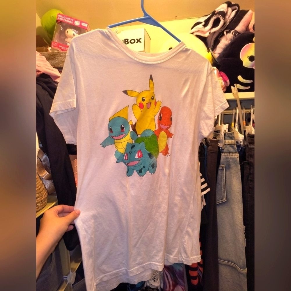 Pokemon Women's Short Sleeve Tee - White with Colorful Characters - Picture 1 of 2